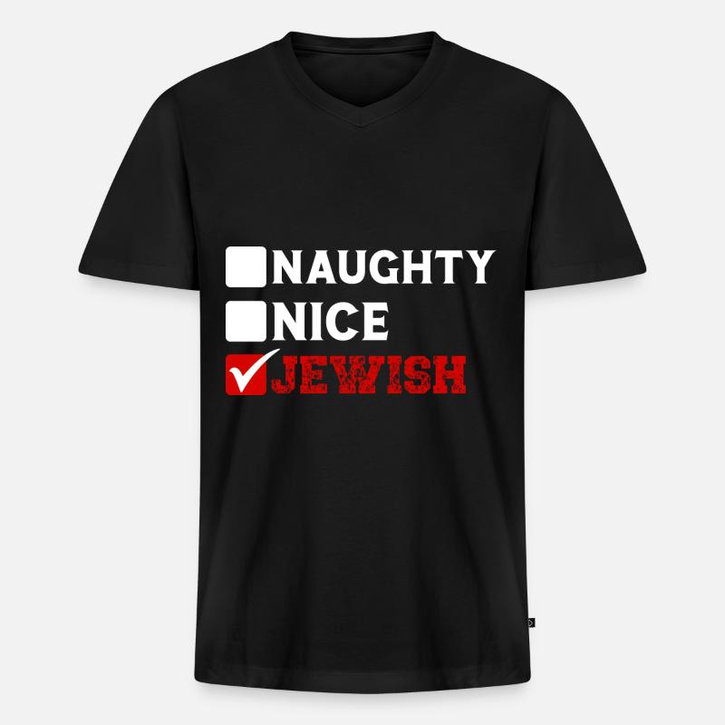 Hanoukka Hanoukka Hanoukka - T-shirt encolure en V Premium bio Homme - noir