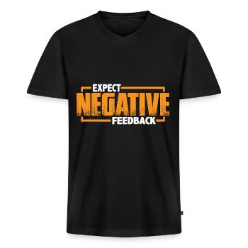 Expect Negative Feedback 3 - Männer Premium Bio T-Shirt mit V-Ausschnitt - Schwarz - Vorne - Nico (187cm)