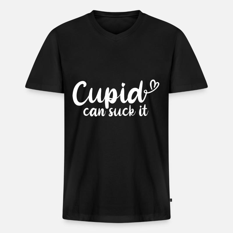 Cupid Can Suck It - Männer Premium Bio T-Shirt mit V-Ausschnitt - Schwarz