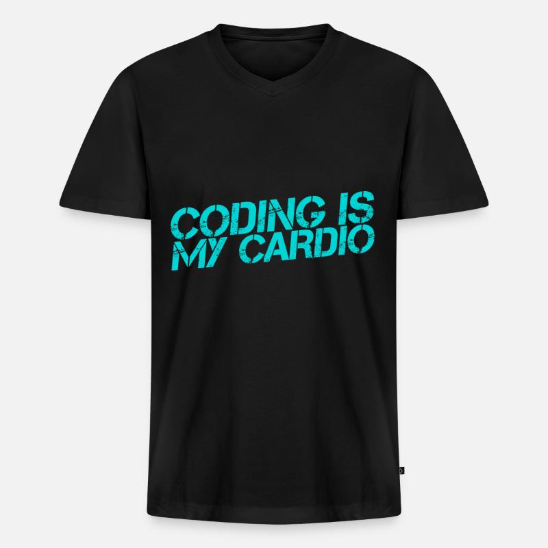 Coding Is My Cardio 3 - Männer Premium Bio T-Shirt mit V-Ausschnitt - Schwarz
