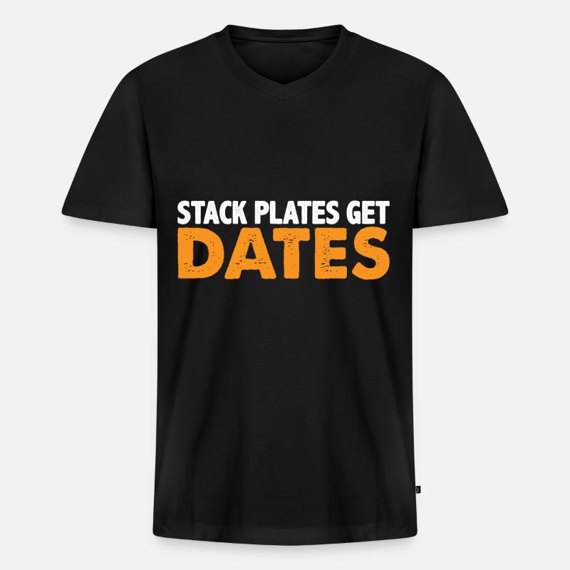 Stack Plates Get Dates 8 - Männer Premium Bio T-Shirt mit V-Ausschnitt - Schwarz