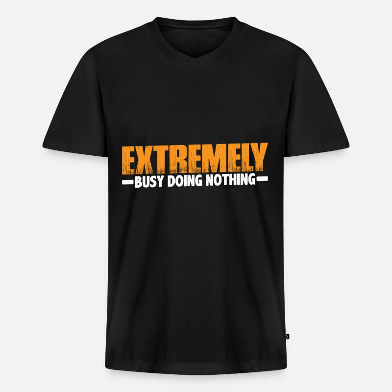 Extremely Busy Doing Nothing 19 - Männer Premium Bio T-Shirt mit V-Ausschnitt - Schwarz