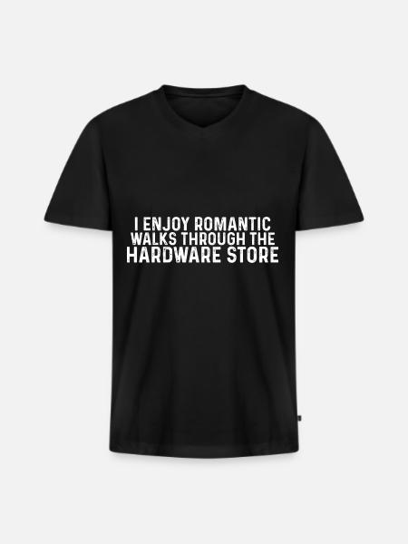 Ik geniet van romantische wandelingen door Hardware Store 37 - Mannen Premium Bio T-shirt met V-hals - zwart