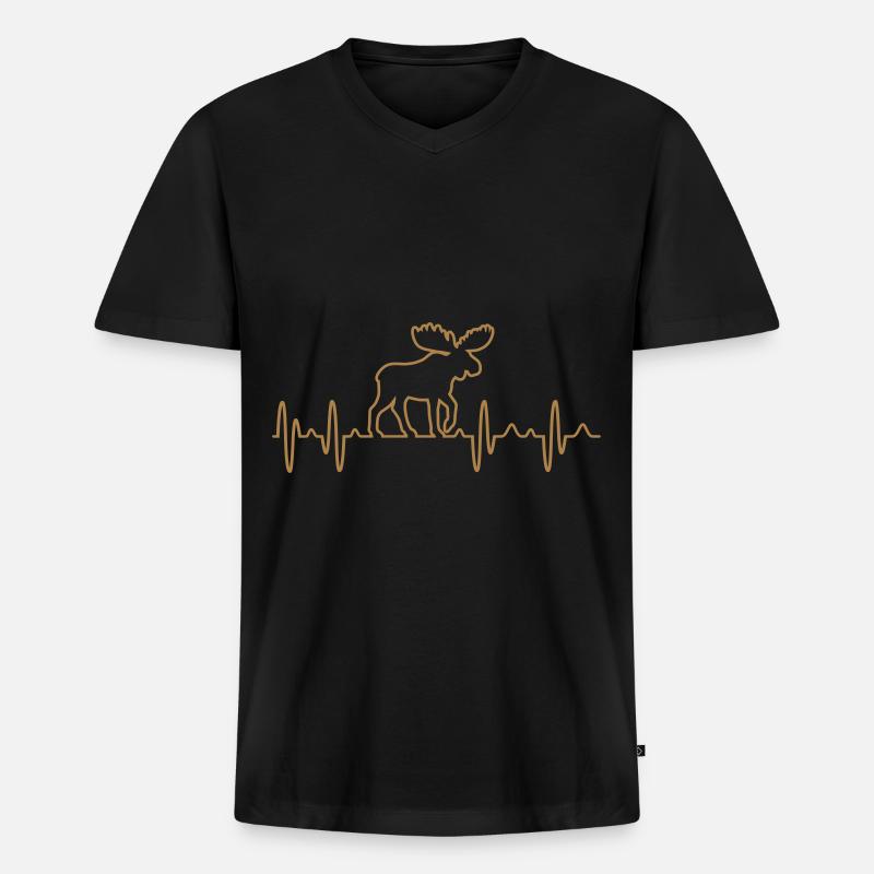 elch - Männer Premium Bio T-Shirt mit V-Ausschnitt - Schwarz
