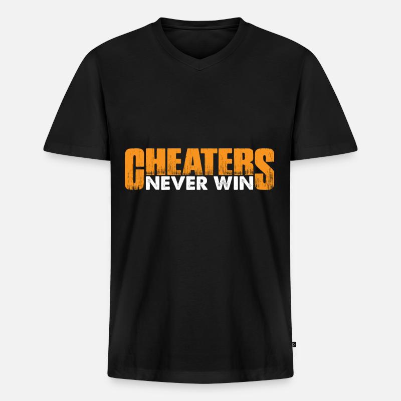 Cheaters Never Win 18 - Männer Premium Bio T-Shirt mit V-Ausschnitt - Schwarz