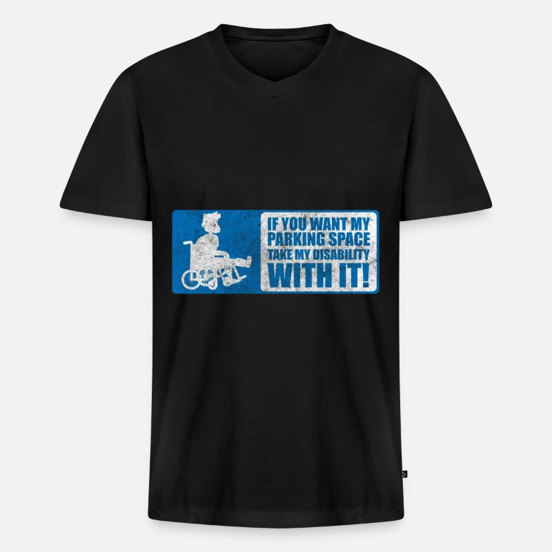 Behinderung Handicap - Männer Premium Bio T-Shirt mit V-Ausschnitt - Schwarz