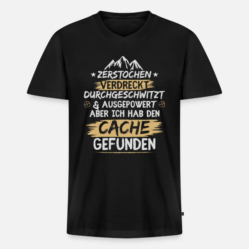 Zerstochen verdreckt durchgeschwitzt - Männer Premium Bio T-Shirt mit V-Ausschnitt - Schwarz