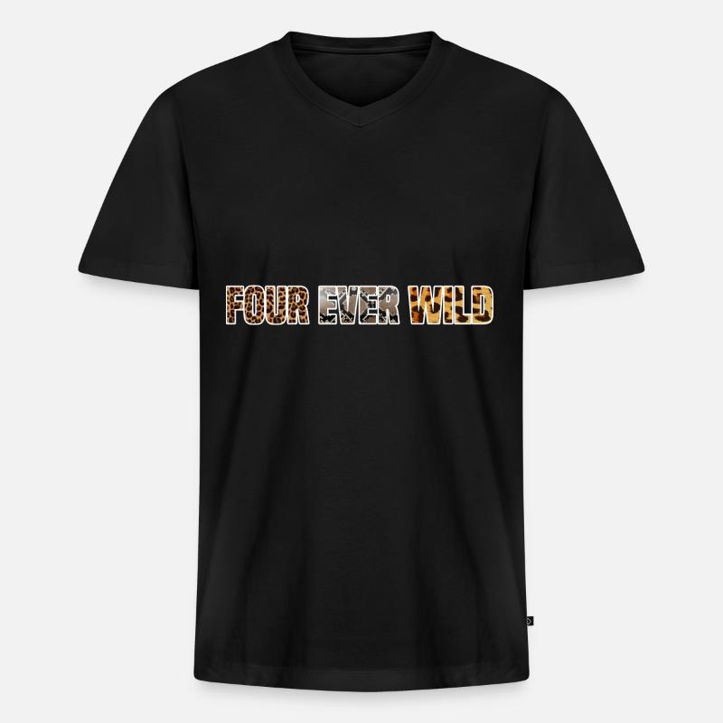 Four Ever Wild 34 - Männer Premium Bio T-Shirt mit V-Ausschnitt - Schwarz