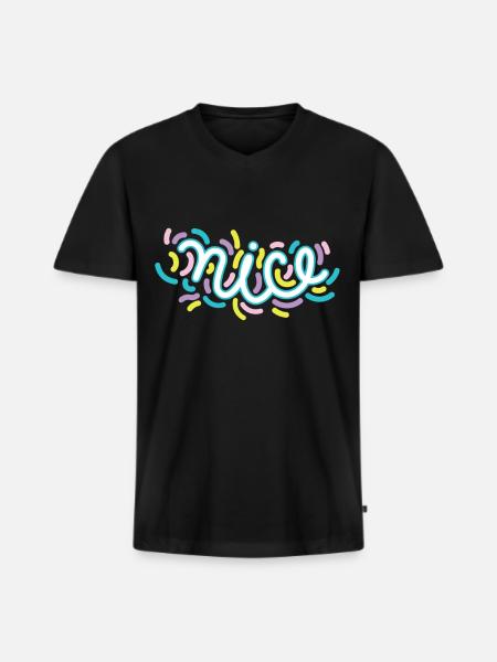Nice - Men's Premium Organic T-shirt with V-neck - black