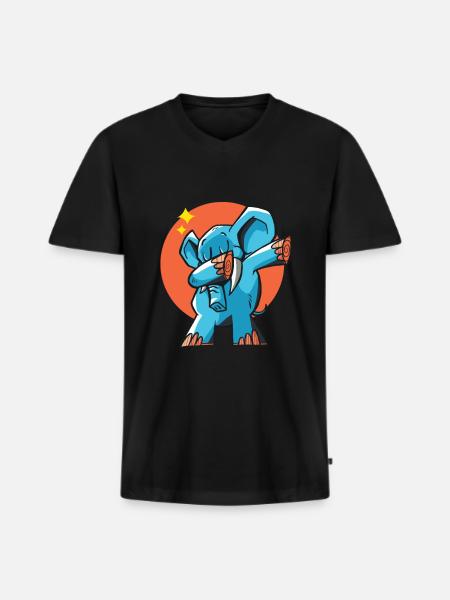Dab Elefant - Männer Premium Bio T-Shirt mit V-Ausschnitt - Schwarz