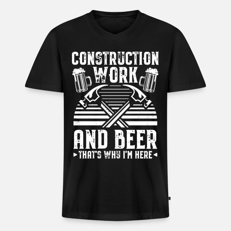 Bauarbeiter Bier - Männer Premium Bio T-Shirt mit V-Ausschnitt - Schwarz