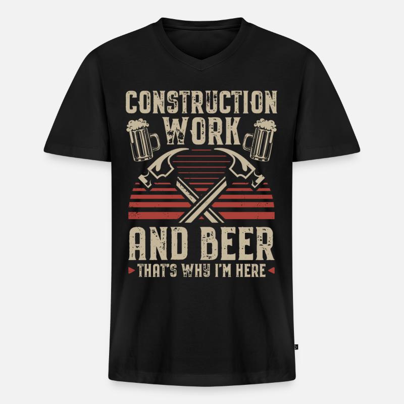 Bauarbeiter - Männer Premium Bio T-Shirt mit V-Ausschnitt - Schwarz