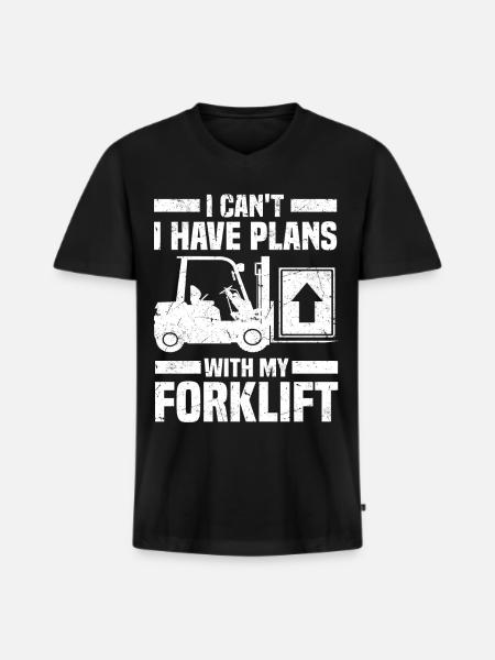 Gabelstaplerfahrer | Gabelstapler Beruf Geschenke - Männer Premium Bio T-Shirt mit V-Ausschnitt - Schwarz