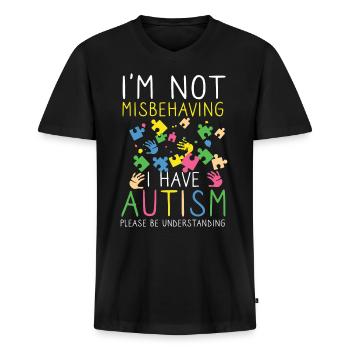 Autismus Handicap Verständnis Toleranz - Männer Premium Bio T-Shirt mit V-Ausschnitt - Schwarz - Vorne - Nico (187cm)