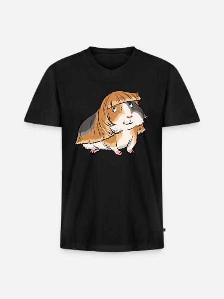 Marsvin frisör päls klippa frisyr - Ekologisk premium-T-shirt med V-ringning herr - svart