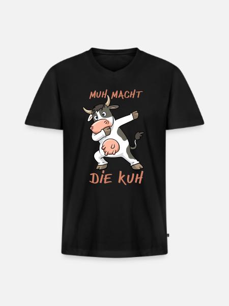 Lustige Dabbing Kuh Muh macht die Kuh Design - Maglietta ecologica premium da uomo con scollo a V - nero