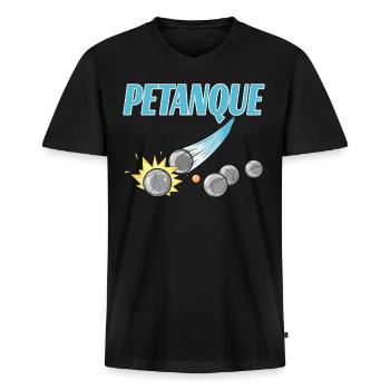 Petanque for a petanque player - Men's Premium Organic T-shirt with V-neck - black - Front - Nico (187cm)