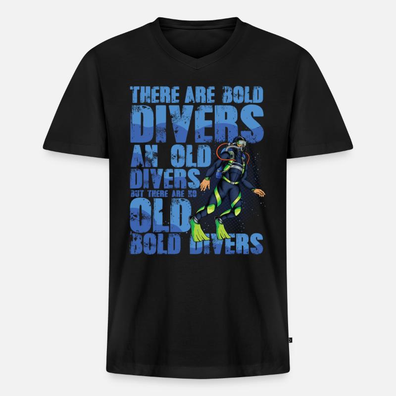 Bold and Old Divers - Männer Premium Bio T-Shirt mit V-Ausschnitt - Schwarz
