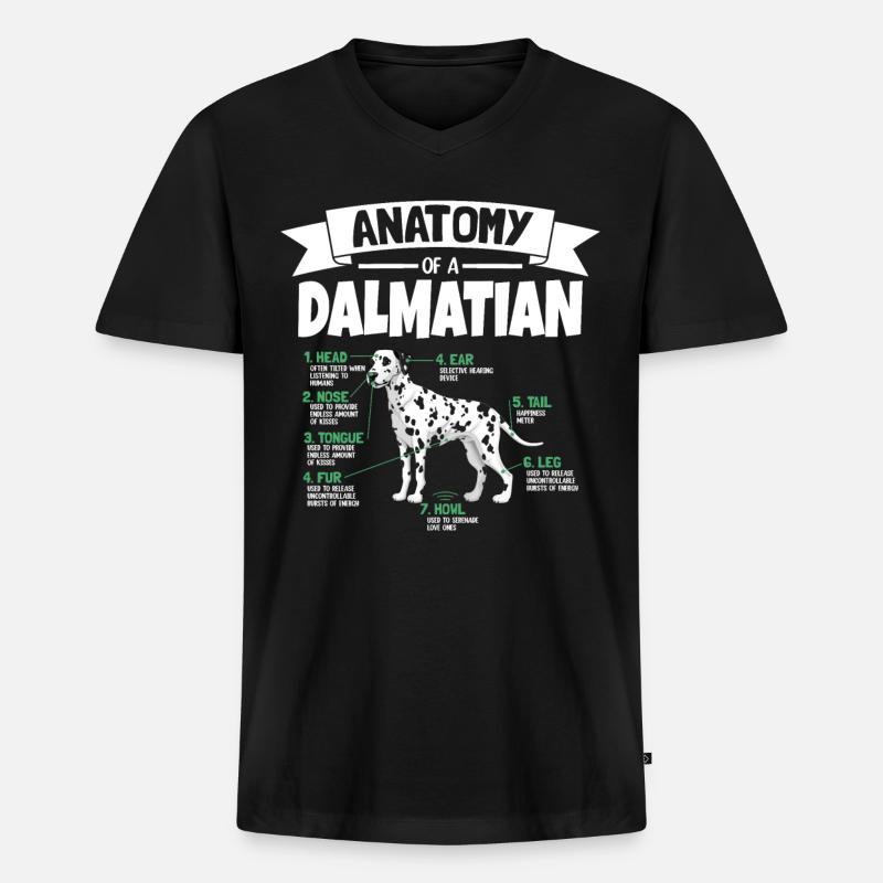 Anatomie von einem Dalmatiner - Männer Premium Bio T-Shirt mit V-Ausschnitt - Schwarz