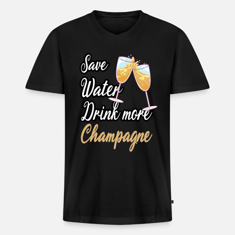 Save Water Drink - Männer Premium Bio T-Shirt mit V-Ausschnitt - Schwarz
