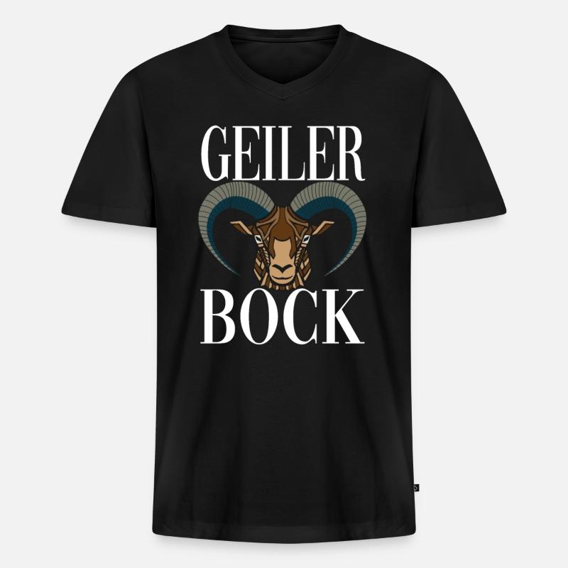 Geiler Bock - Männer Premium Bio T-Shirt mit V-Ausschnitt - Schwarz