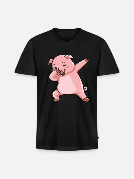 Dabbing Pig Winner Sow - Men's Premium Organic T-shirt with V-neck - black