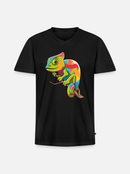 Chameleon iguanas breeding reptiles - Men's Premium Organic T-shirt with V-neck - black