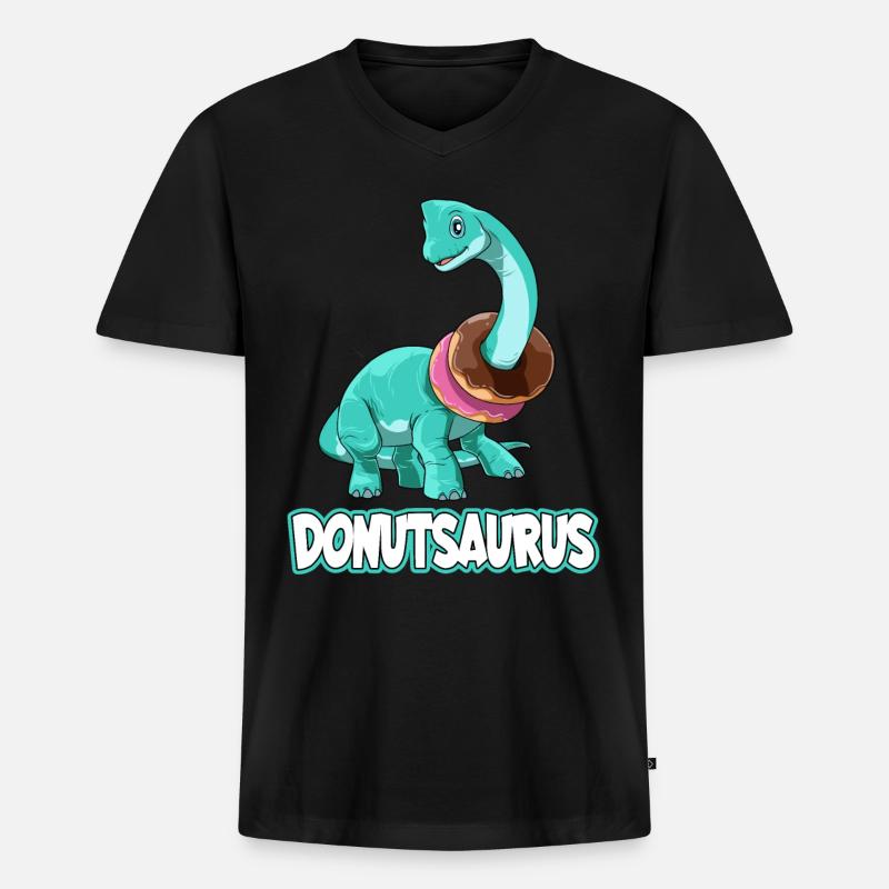 Donutsaurus Dinosaurier Brachiosaurus - Männer Premium Bio T-Shirt mit V-Ausschnitt - Schwarz