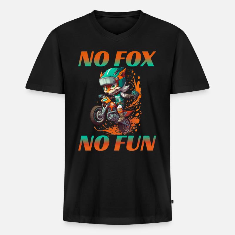 No Fox No Fun - Männer Premium Bio T-Shirt mit V-Ausschnitt - Schwarz