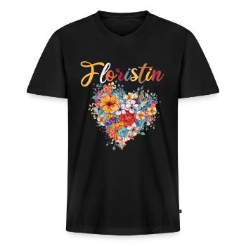 Floristin für eine Floristin - Männer Premium Bio T-Shirt mit V-Ausschnitt - Schwarz - Vorne - Nico (187cm)