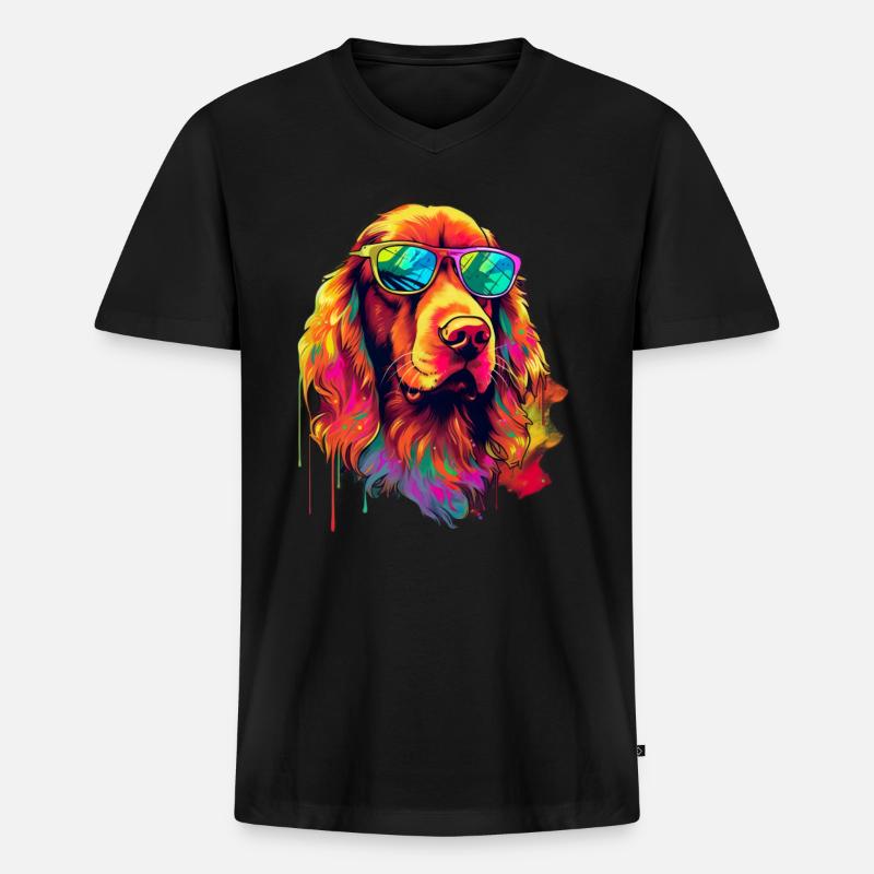 Irish Red Setter Hund Hunderasse - Männer Premium Bio T-Shirt mit V-Ausschnitt - Schwarz