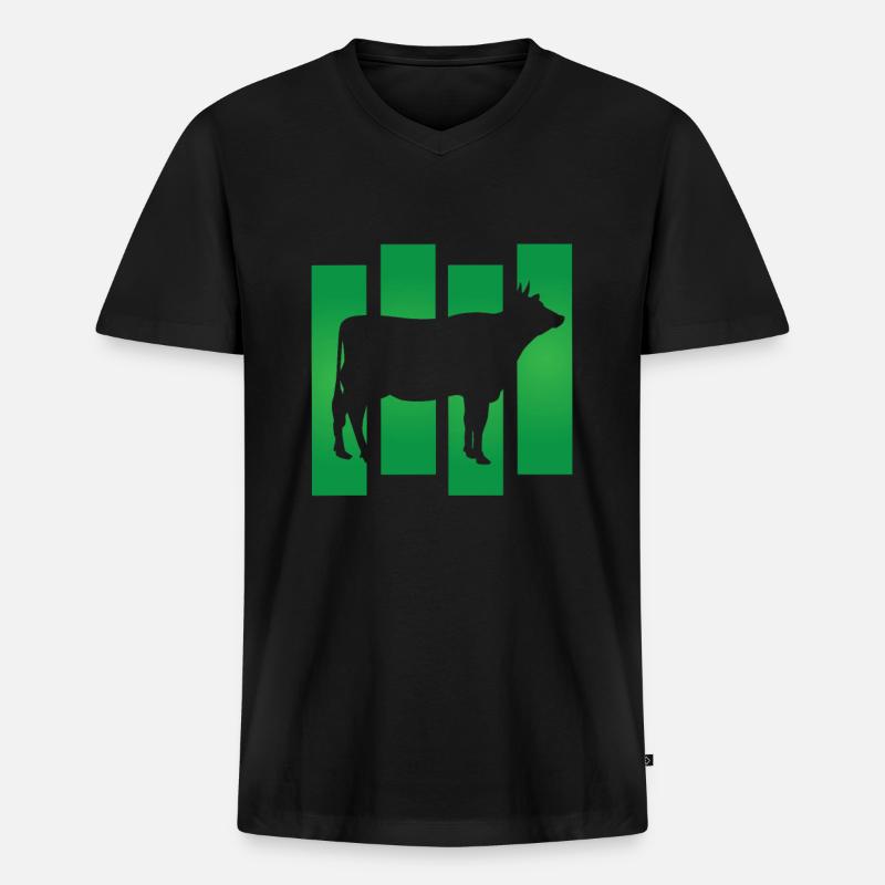 Kuh - Männer Premium Bio T-Shirt mit V-Ausschnitt - Schwarz