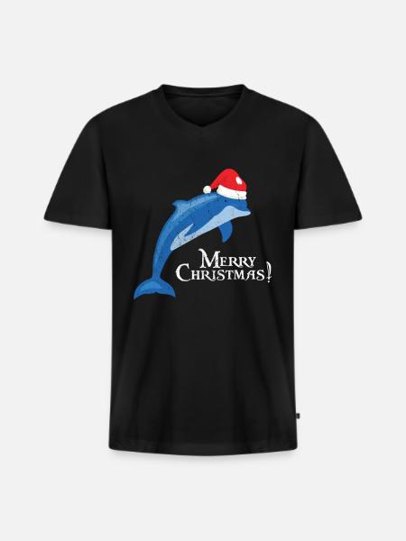 dolphin - Men's Premium Organic T-shirt with V-neck - black