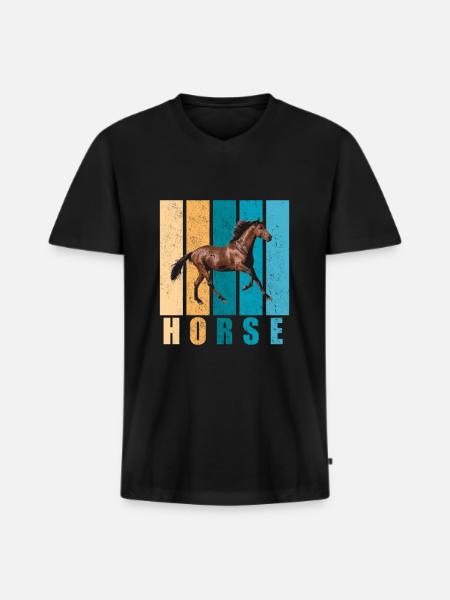 cheval - T-shirt encolure en V Premium bio Homme - noir