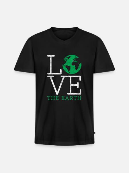 Earth Day - Men's Premium Organic T-shirt with V-neck - black