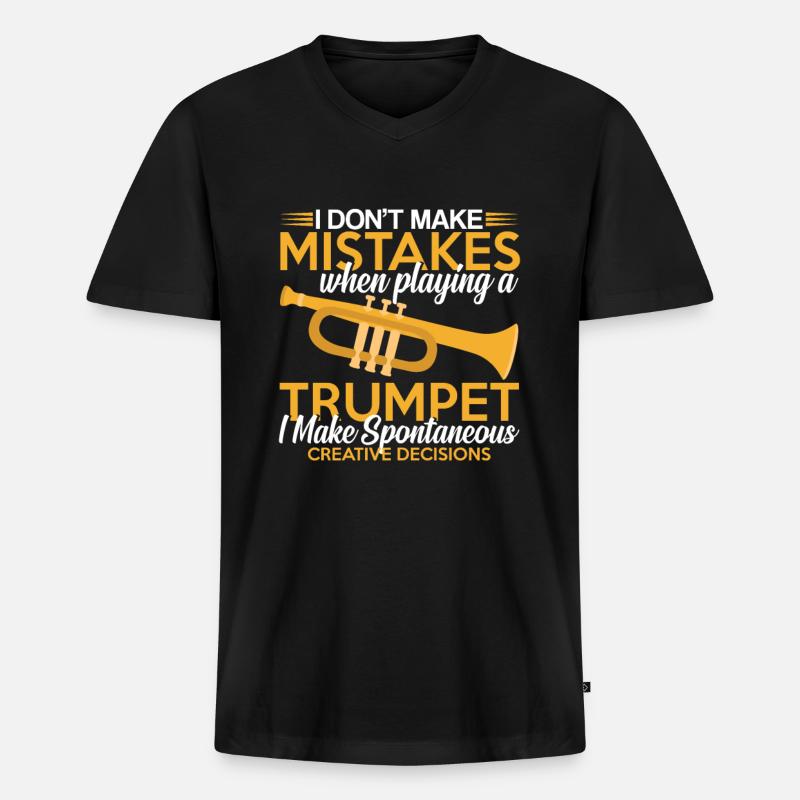 Trompete - Männer Premium Bio T-Shirt mit V-Ausschnitt - Schwarz