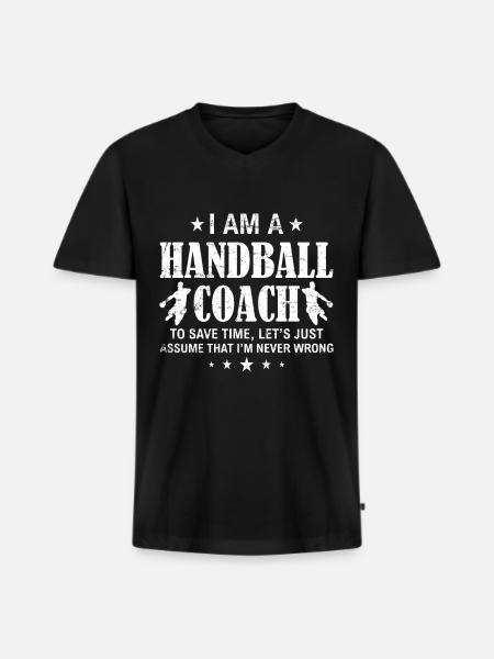 Handball coach gift - Men's Premium Organic T-shirt with V-neck - black