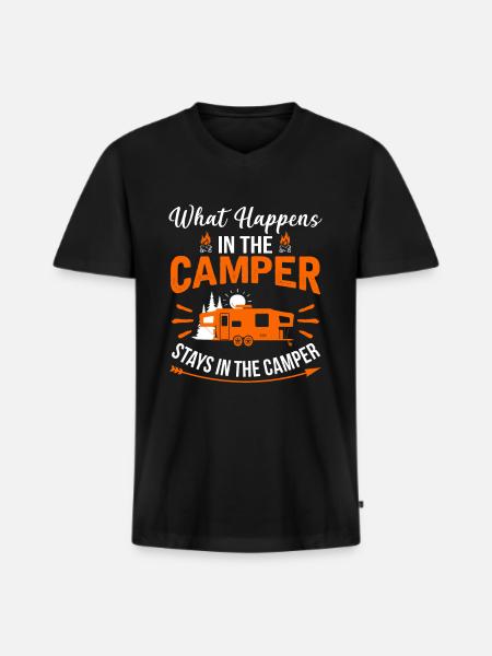 camping - Men's Premium Organic T-shirt with V-neck - black