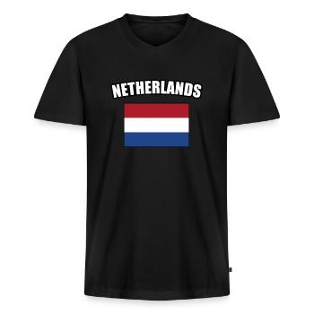 Pays-Bas Pays-Bas Pays-Bas Cadeau - T-shirt encolure en V Premium bio Homme - noir - Devant - Nico (187cm)