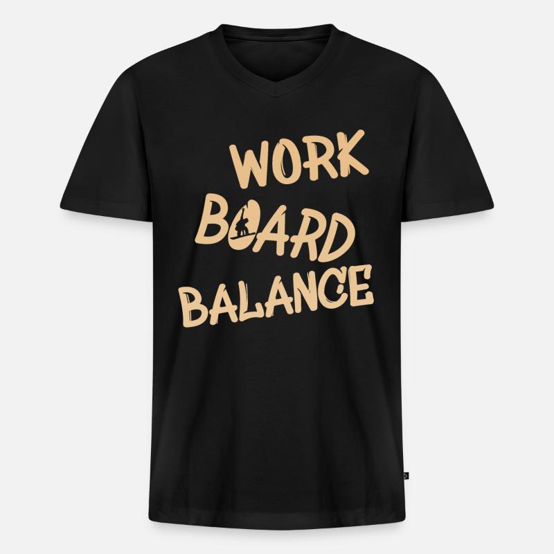 work board balance - Männer Premium Bio T-Shirt mit V-Ausschnitt - Schwarz