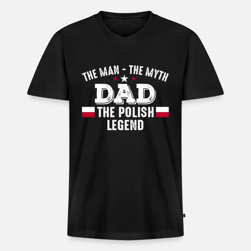 Polnischer Vater Geschenkidee - Männer Premium Bio T-Shirt mit V-Ausschnitt - Schwarz
