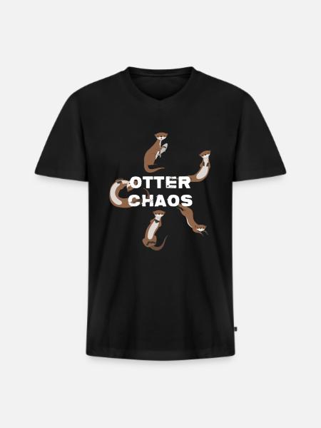 Otter Chaos - Men's Premium Organic T-shirt with V-neck - black