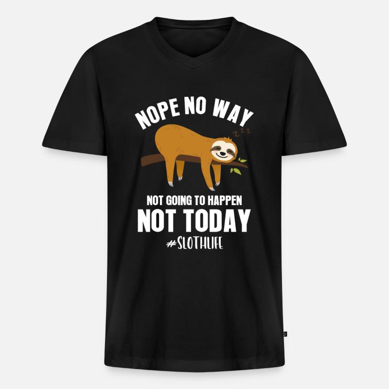 Faultier - Männer Premium Bio T-Shirt mit V-Ausschnitt - Schwarz