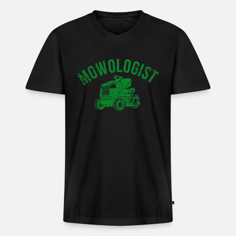 Rasenmähen - Männer Premium Bio T-Shirt mit V-Ausschnitt - Schwarz