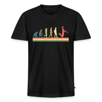 Evolution du basket - T-shirt encolure en V Premium bio Homme - noir - Devant - Nico (187cm)