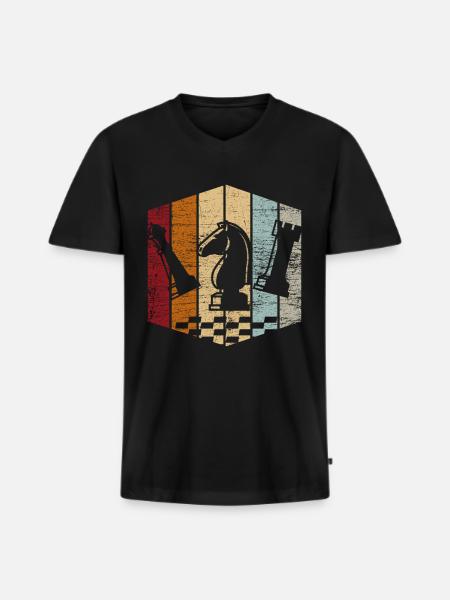 échecs - T-shirt encolure en V Premium bio Homme - noir