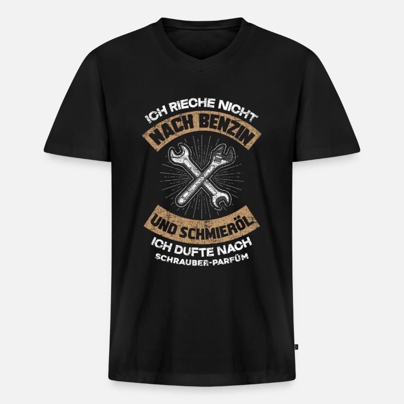 Mechaniker Parfüm - Männer Premium Bio T-Shirt mit V-Ausschnitt - Schwarz
