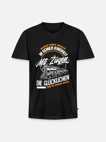 Eisenbahn Beruf - Männer Premium Bio T-Shirt mit V-Ausschnitt - Schwarz