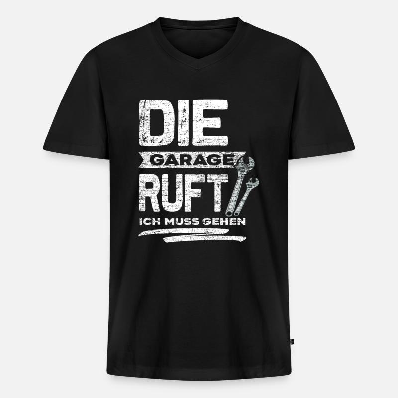 Mechaniker Garage - Männer Premium Bio T-Shirt mit V-Ausschnitt - Schwarz
