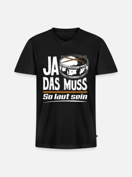 Schlagzeug Trommel - Männer Premium Bio T-Shirt mit V-Ausschnitt - Schwarz